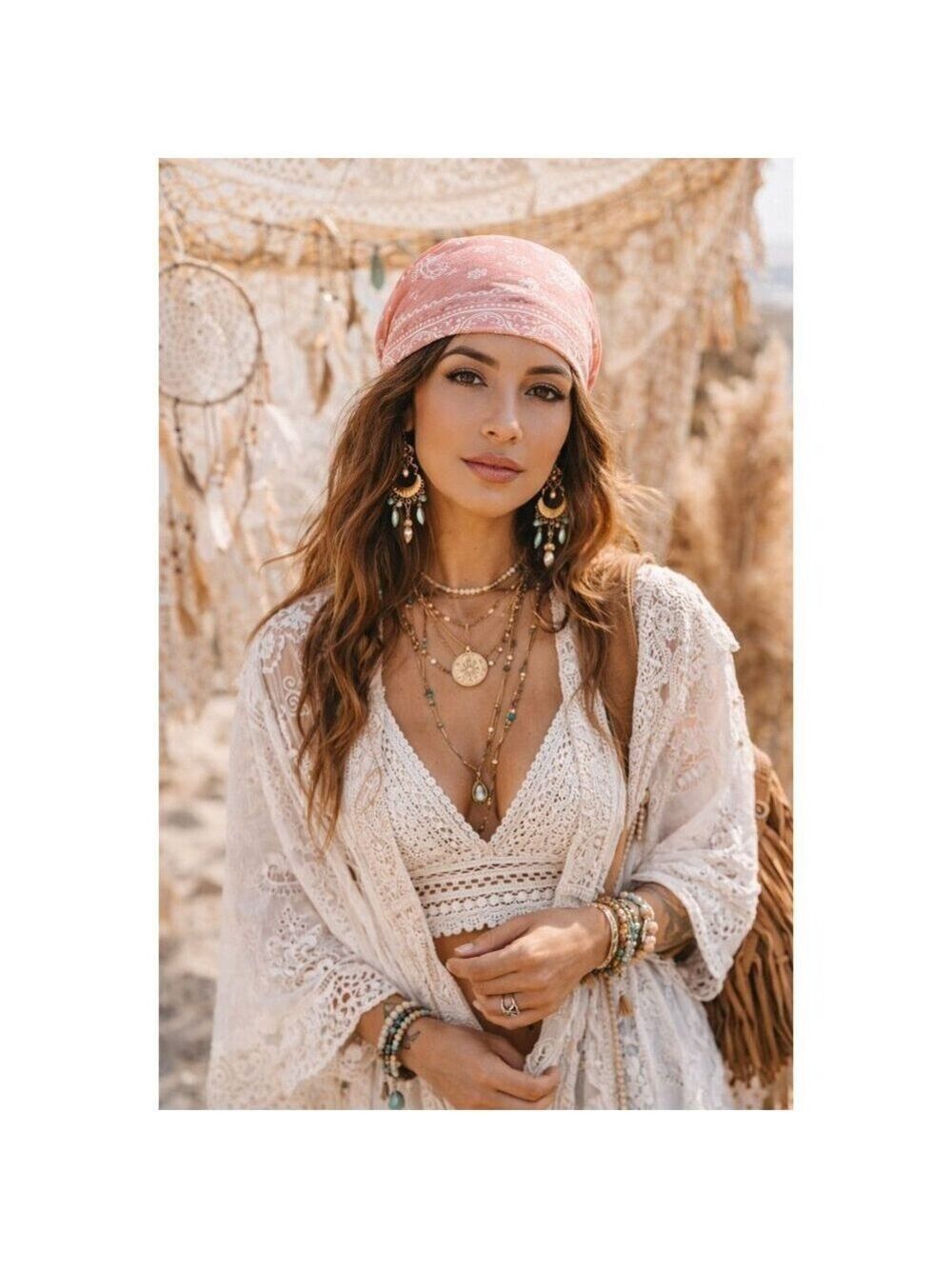 27x27 Blush Pink Paisley Wild Rag Western Cowgirl Scarf - Picture 4 of 6